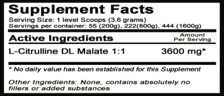 Citrilline Malate Supplement Facts