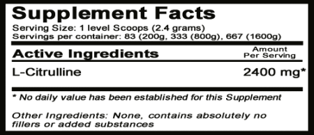 L-Citrulline Free Form Supplement Facts