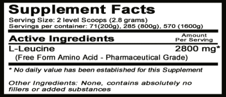 L-Leucine Instantized Supplement Facts