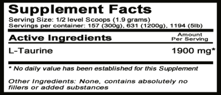 L-Taurine Free Form Supplement Facts