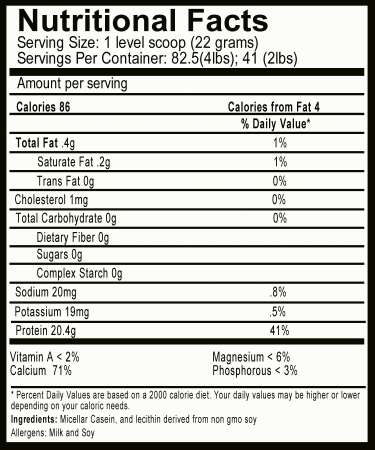 Micellar Casein Nutritional Facts Unflavored