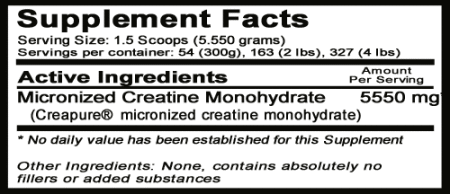 Premium Creatine with Creapure Supplement Facts