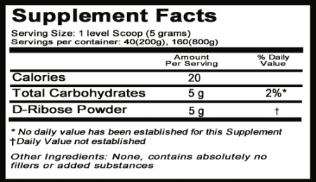 DD-Ribose Powder Supplement Facts