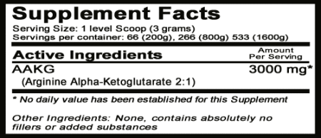 L-Arginine Alpha Ketoglutarate Supplement Facts