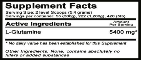 L-Gutamine Free Form Supplement Facts